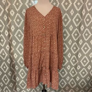 NWOT Amazon Swing tiered button front shift mini dress size XL
